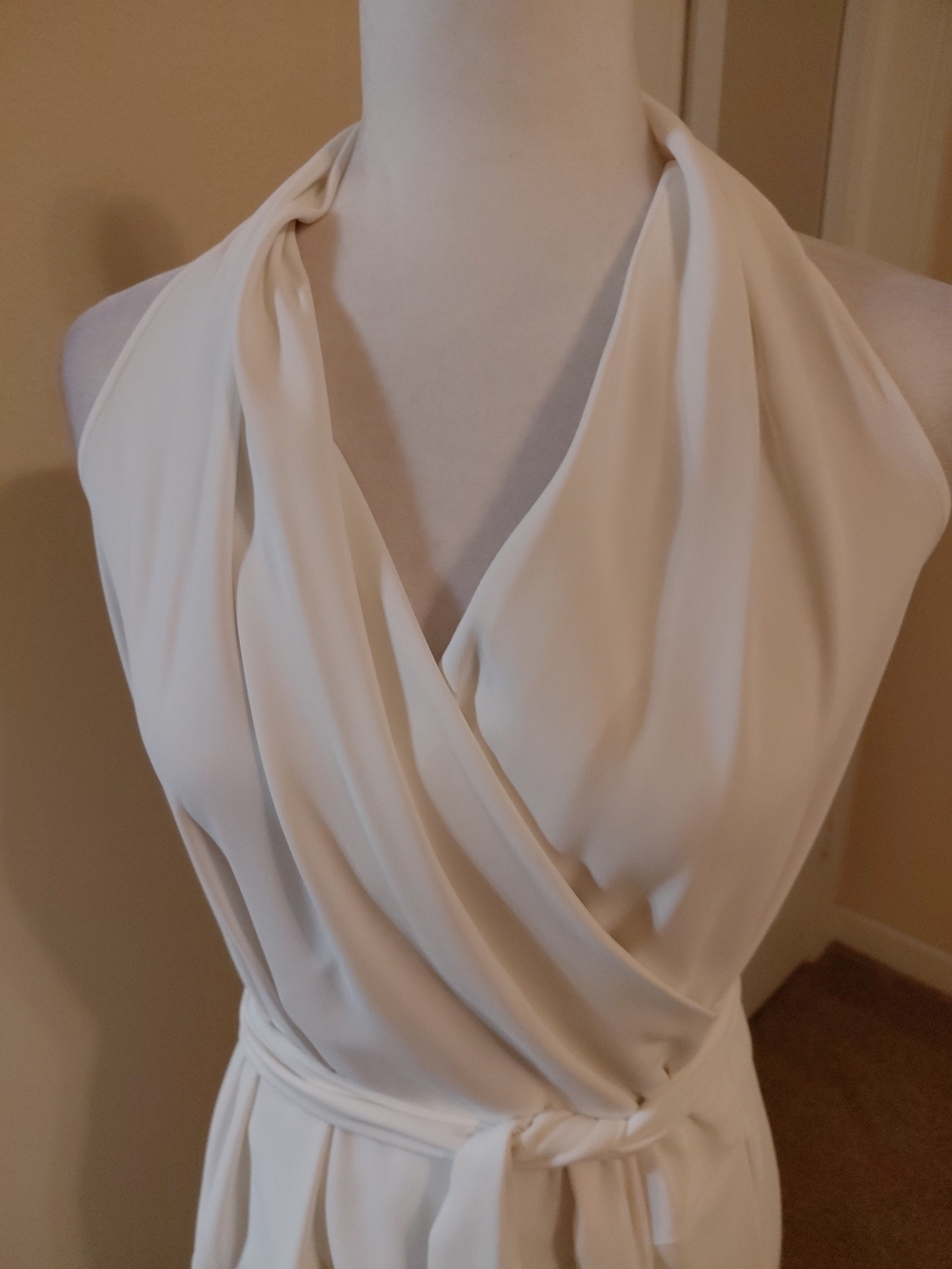 Reiss Piper Halter Neck Wrap Dress White  US 4 EUC - Picture 2 of 9